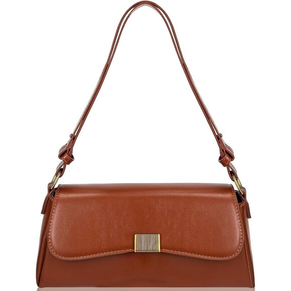 Vintage Small Brown Shoulder Bag for Women Zipper Closure and Classic Design - Picture 1 of 7